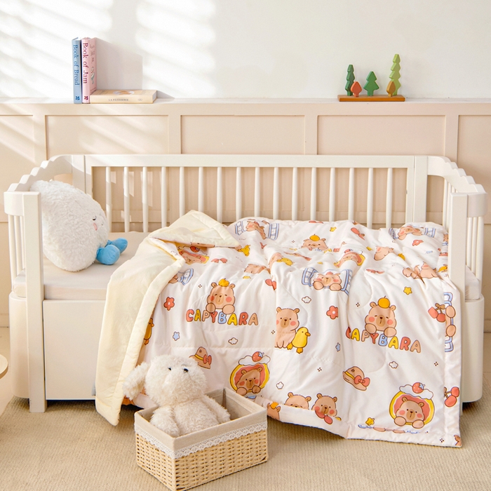 91家纺网 家纺一手货源 找家纺 吉咪兔家纺 2024年新款水洗棉儿童夏凉被婴儿空调被宝宝幼儿园专用大豆芯夏季薄款小被子 小鸭巴拉