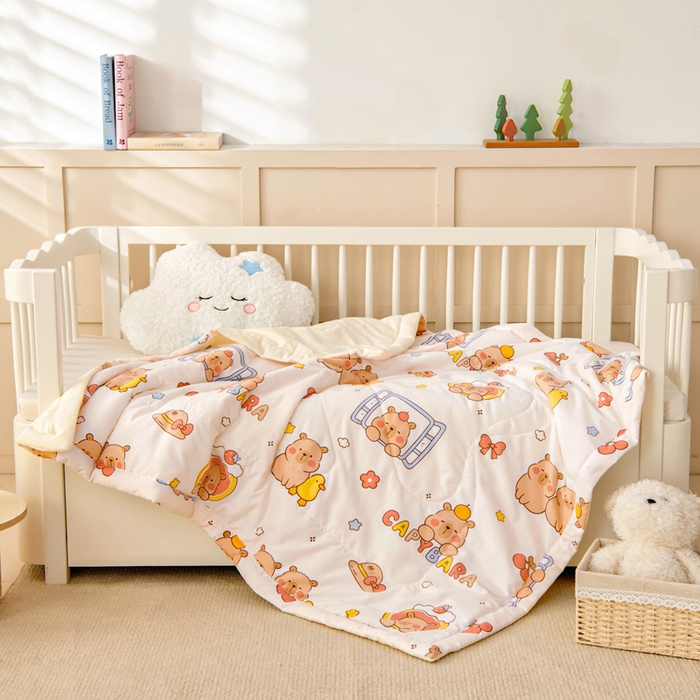 91家纺网 家纺一手货源 找家纺 吉咪兔家纺 2024年新款水洗棉儿童夏凉被婴儿空调被宝宝幼儿园专用大豆芯夏季薄款小被子 小鸭巴拉