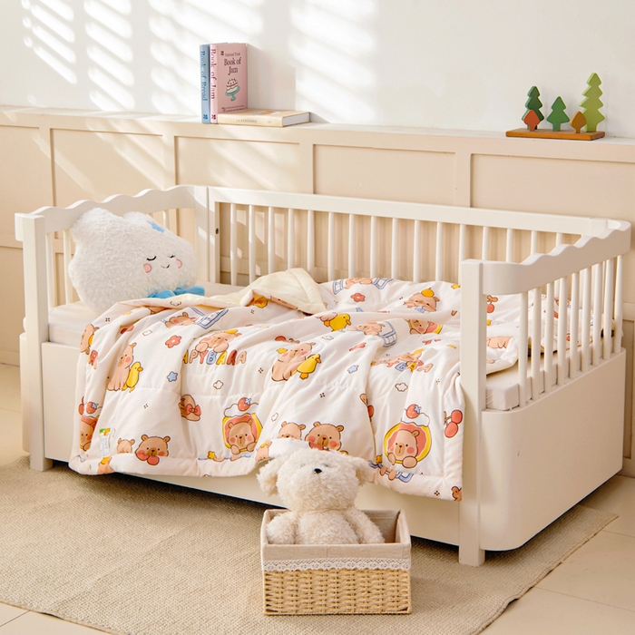 91家纺网 家纺一手货源 找家纺 吉咪兔家纺 2024年新款水洗棉儿童夏凉被婴儿空调被宝宝幼儿园专用大豆芯夏季薄款小被子 小鸭巴拉