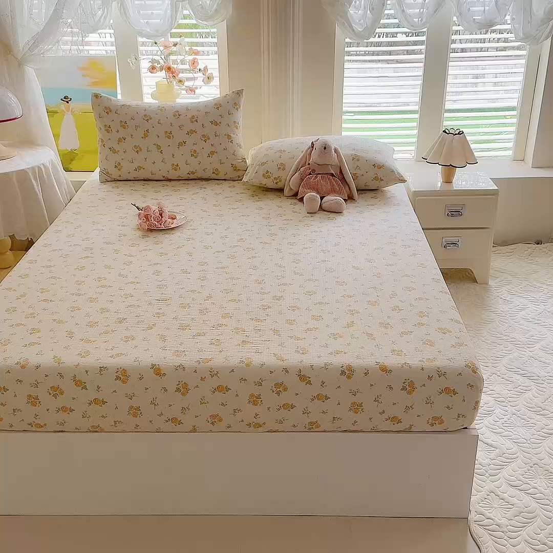 91家纺网 家纺一手货源 找家纺 九诺家纺 2026春夏新款丝柔棉小清新单床笠床罩保护套床笠单件床笠三件套 欧若拉