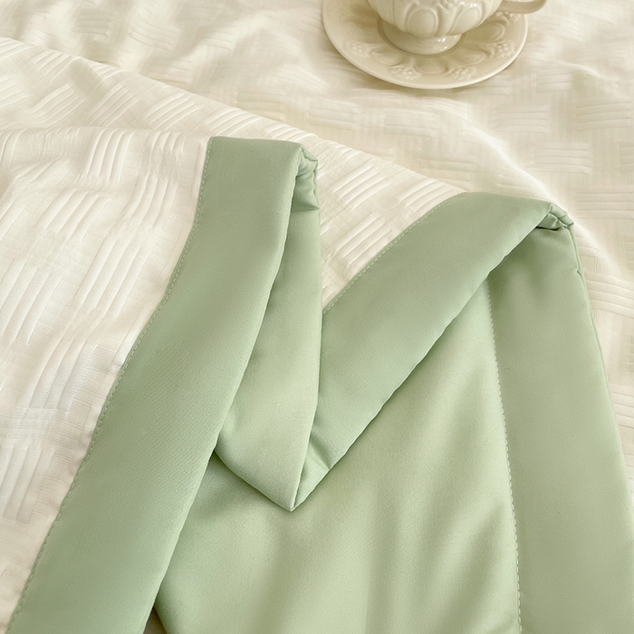 91家纺网 家纺一手货源 找家纺 VIP被业 2026新款A类无印风格棉花夏被夏凉被水洗棉针织棉凉感空调被 橄榄绿