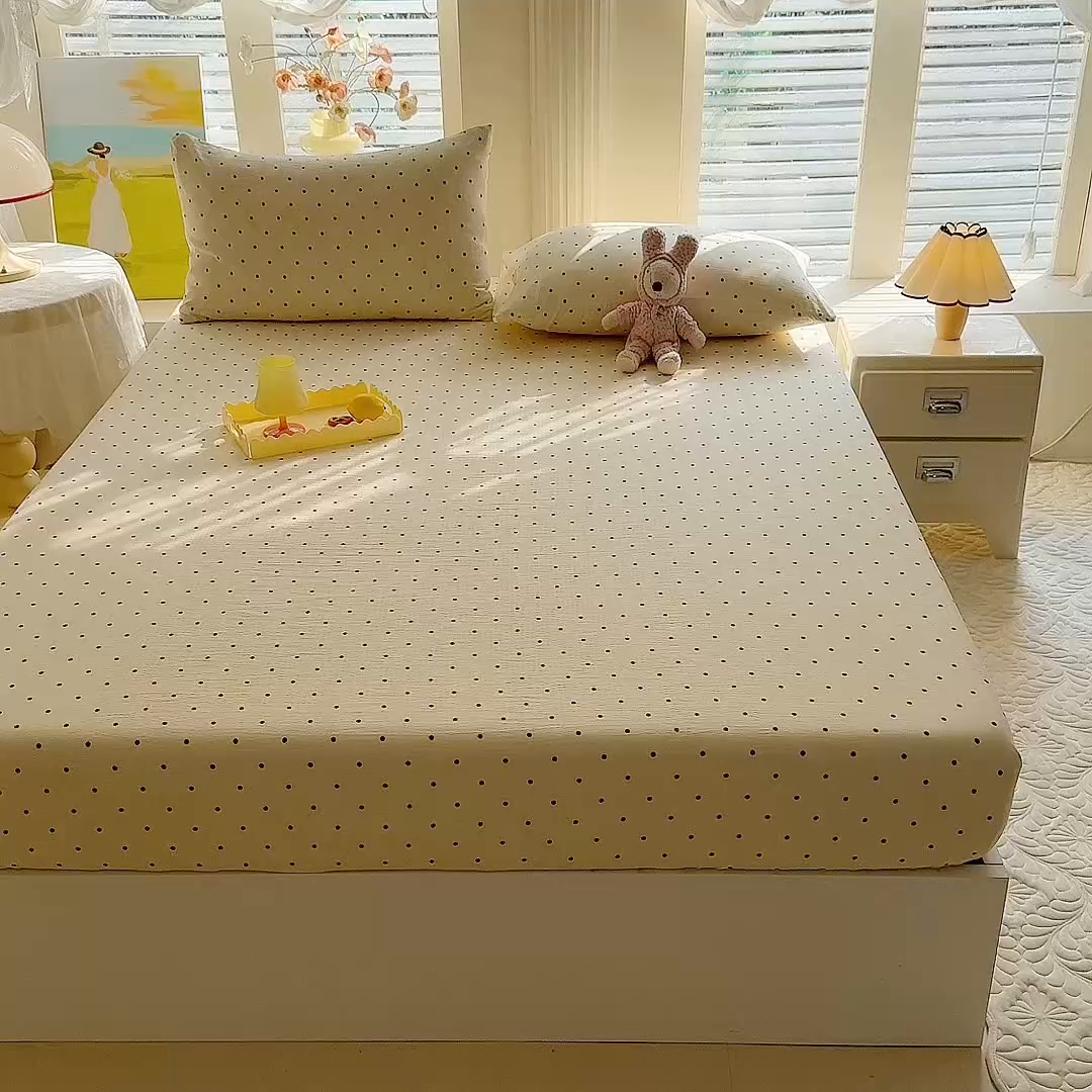 91家纺网 家纺一手货源 找家纺 九诺家纺 2026春夏新款丝柔棉小清新单床笠床罩保护套床笠单件床笠三件套 少女情节