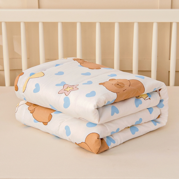 91家纺网 家纺一手货源 找家纺 吉咪兔家纺 2024年新款水洗棉儿童夏凉被婴儿空调被宝宝幼儿园专用大豆芯夏季薄款小被子 星星小熊