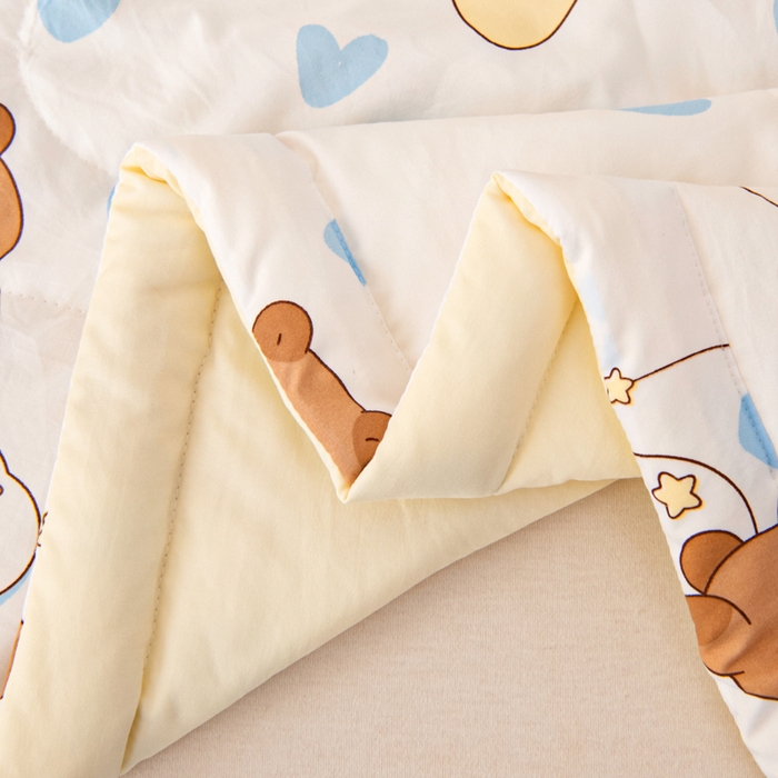 91家纺网 家纺一手货源 找家纺 吉咪兔家纺 2024年新款水洗棉儿童夏凉被婴儿空调被宝宝幼儿园专用大豆芯夏季薄款小被子 星星小熊