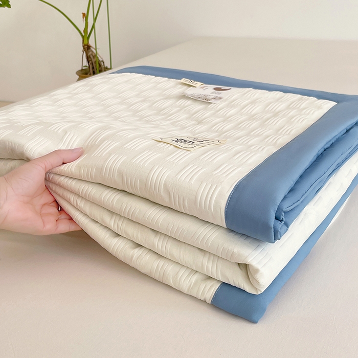 91家纺网 家纺一手货源 找家纺 VIP被业 2026新款A类无印风格棉花夏被夏凉被水洗棉针织棉凉感空调被 海天蓝