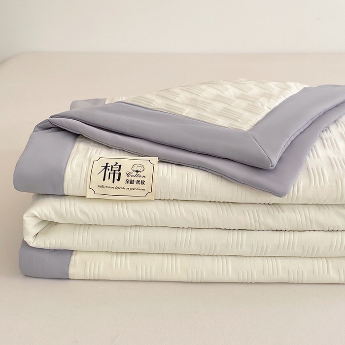 91家纺网 家纺一手货源 找家纺 VIP被业 2026新款A类无印风格棉花夏被夏凉被水洗棉针织棉凉感空调被 慕斯灰