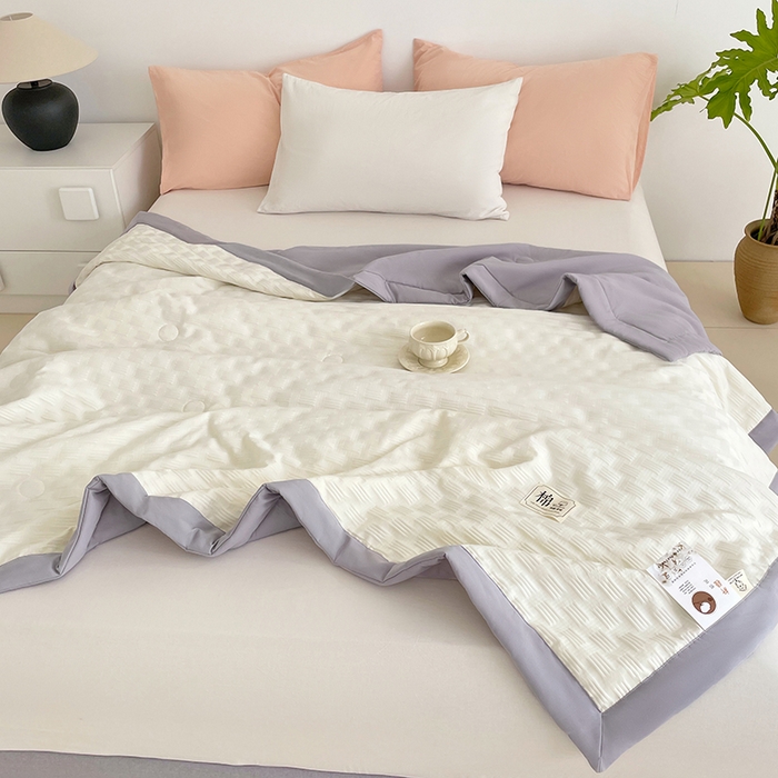 91家纺网 家纺一手货源 找家纺 VIP被业 2026新款A类无印风格棉花夏被夏凉被水洗棉针织棉凉感空调被 慕斯灰