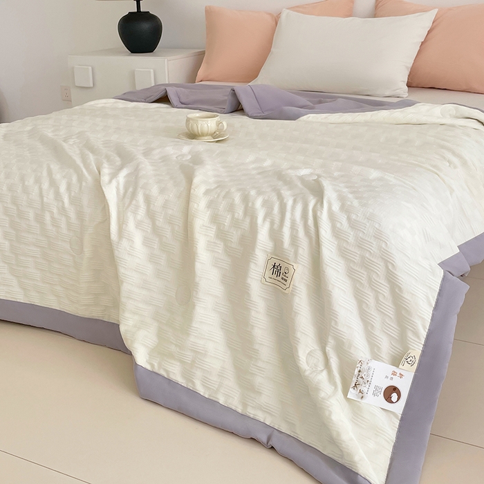 91家纺网 家纺一手货源 找家纺 VIP被业 2026新款A类无印风格棉花夏被夏凉被水洗棉针织棉凉感空调被 慕斯灰