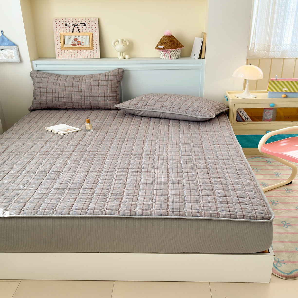 91家纺网 家纺一手货源 找家纺 丽美人家纺 2026新款双层皱皱纱大豆夹棉床笠单床笠床笠单件 JM布兰卡