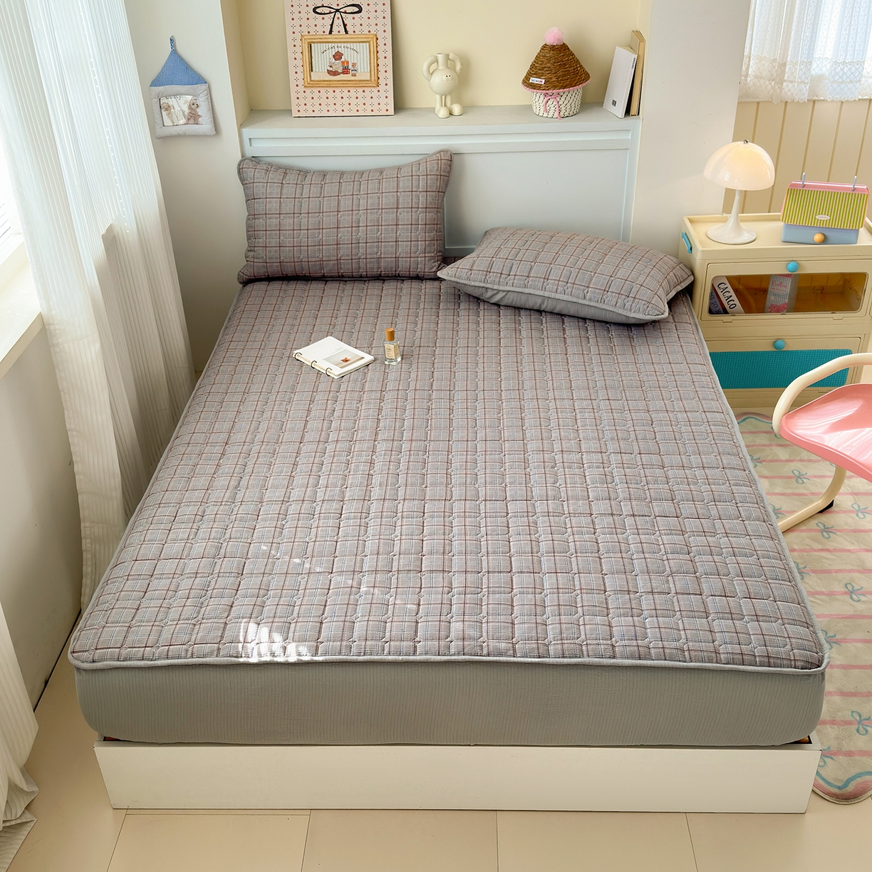 91家纺网 家纺一手货源 找家纺 丽美人家纺 2026新款双层皱皱纱大豆夹棉床笠单床笠床笠单件 JM布兰卡