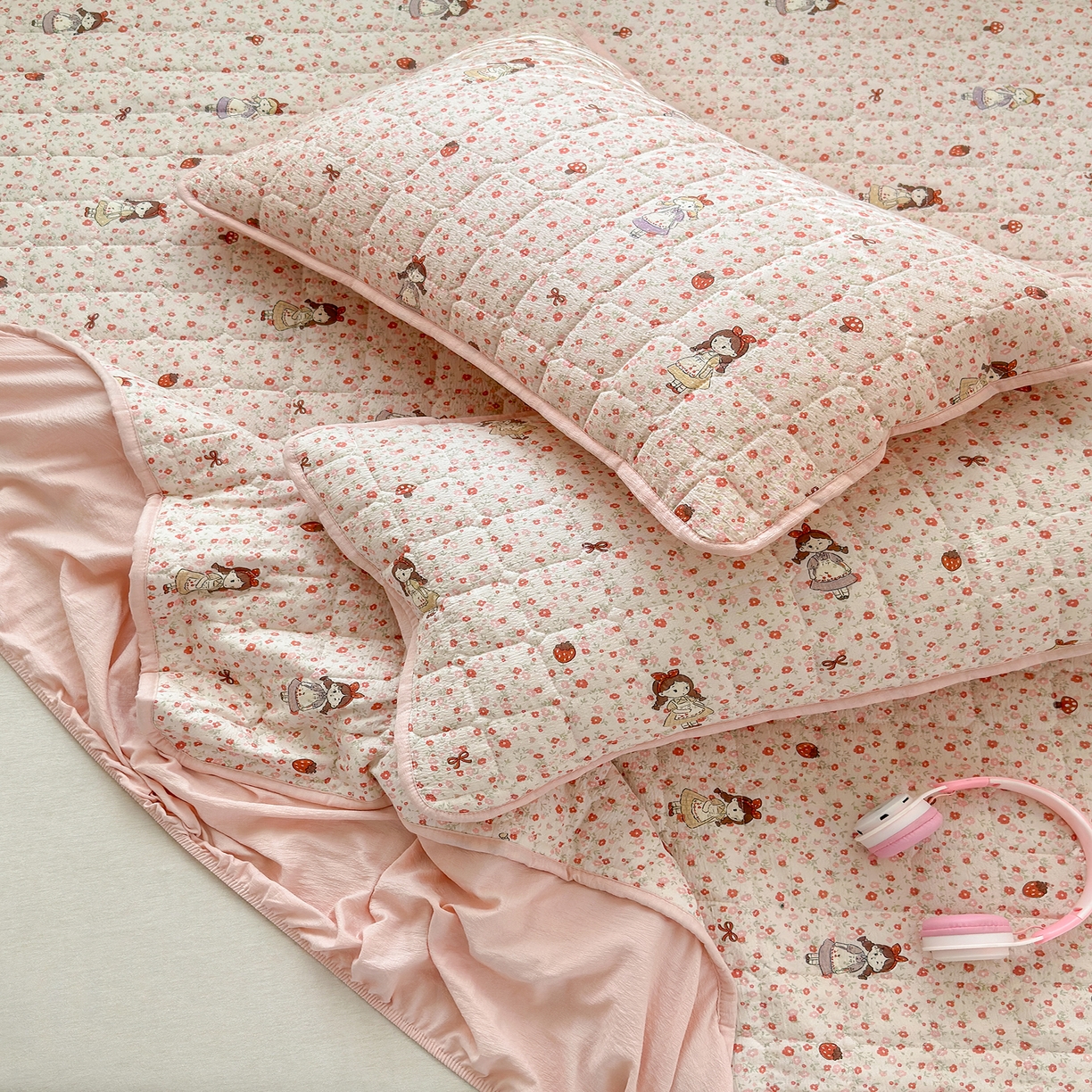 91家纺网 家纺一手货源 找家纺 丽美人家纺 2026新款双层皱皱纱大豆夹棉床笠单床笠床笠单件 JM玛丽