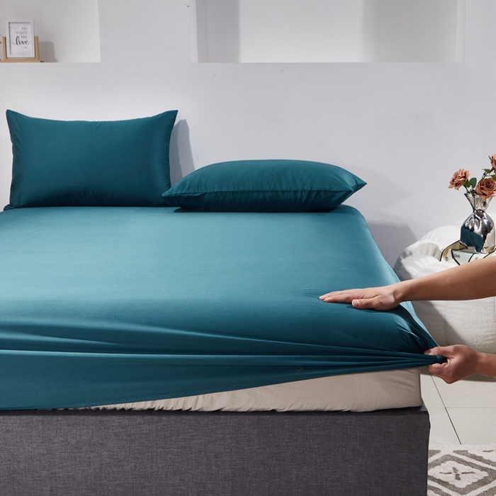 91家纺网 家纺一手货源 找家纺 晶缦家纺 2026新款全棉A类纯棉60支贡缎长绒棉纯色单床笠单品床笠床笠单件 琳琅-猫眼绿