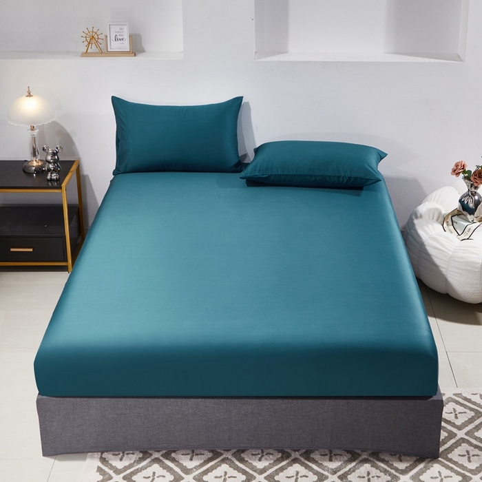 91家纺网 家纺一手货源 找家纺 晶缦家纺 2026新款全棉A类纯棉60支贡缎长绒棉纯色单床笠单品床笠床笠单件 琳琅-猫眼绿