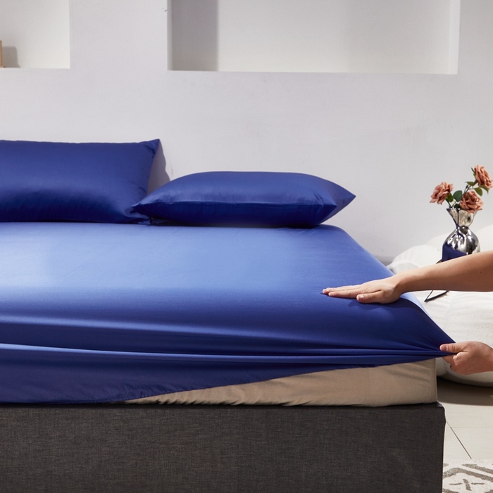 91家纺网 家纺一手货源 找家纺 晶缦家纺 2026新款全棉A类纯棉60支贡缎长绒棉纯色单床笠单品床笠床笠单件 琳琅-克莱因蓝