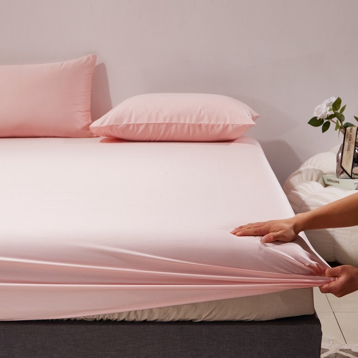 91家纺网 家纺一手货源 找家纺 晶缦家纺 2026新款全棉A类纯棉60支贡缎长绒棉纯色单床笠单品床笠床笠单件 琳琅-粉玉色