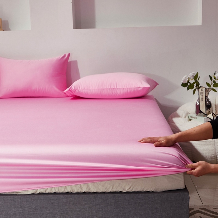 91家纺网 家纺一手货源 找家纺 晶缦家纺 2026新款全棉A类纯棉60支贡缎长绒棉纯色单床笠单品床笠床笠单件 琳琅-粉红色