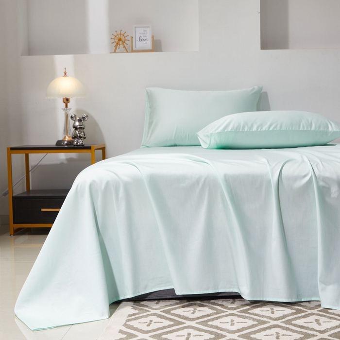 91家纺网 家纺一手货源 找家纺 晶缦家纺 2026新款全棉A类纯棉60支贡缎长绒棉纯色单床单单品床单床单单件 琳琅-天青绿