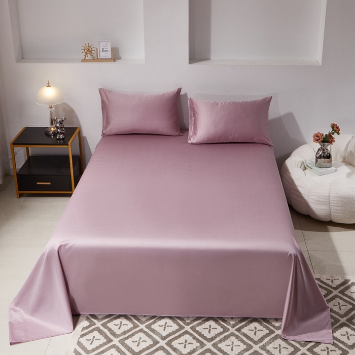 91家纺网 家纺一手货源 找家纺 晶缦家纺 2026新款全棉A类纯棉60支贡缎长绒棉纯色单床单单品床单床单单件 琳琅-粉豆沙