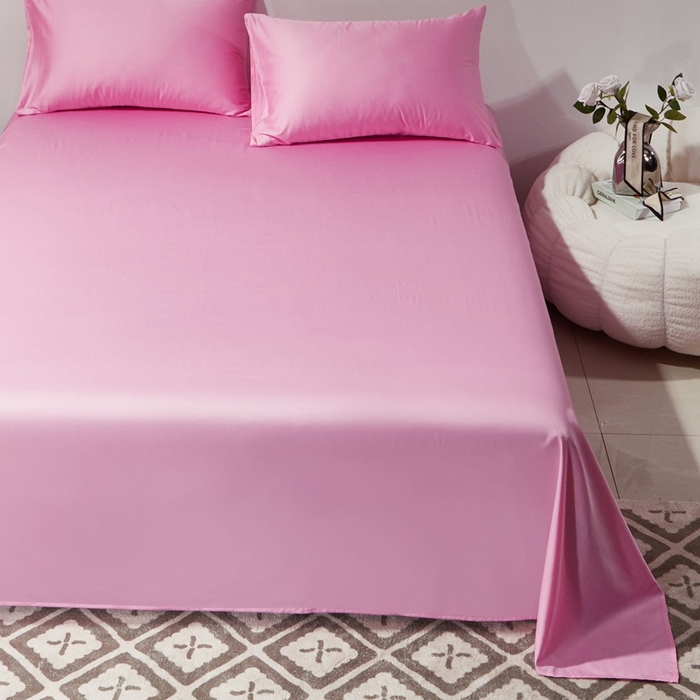 91家纺网 家纺一手货源 找家纺 晶缦家纺 2026新款全棉A类纯棉60支贡缎长绒棉纯色单床单单品床单床单单件 琳琅-粉红色