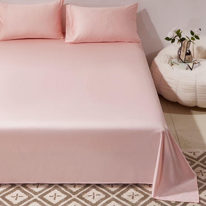 91家纺网 家纺一手货源 找家纺 晶缦家纺 2026新款全棉A类纯棉60支贡缎长绒棉纯色单床单单品床单床单单件 琳琅-粉玉色