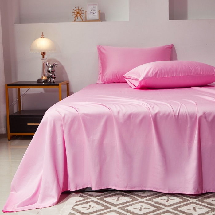 91家纺网 家纺一手货源 找家纺 晶缦家纺 2026新款全棉A类纯棉60支贡缎长绒棉纯色单床单单品床单床单单件 琳琅-粉红色