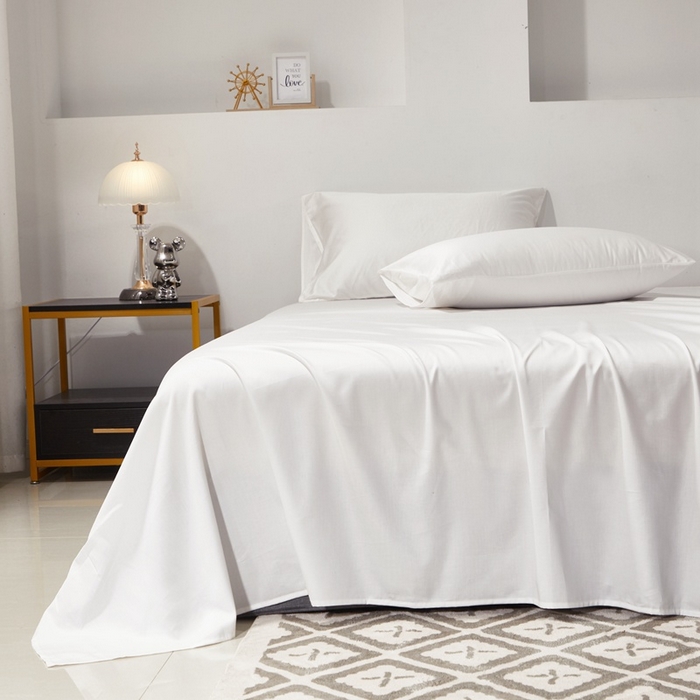 91家纺网 家纺一手货源 找家纺 晶缦家纺 2026新款全棉A类纯棉60支贡缎长绒棉纯色单床单单品床单床单单件 琳琅-本白色