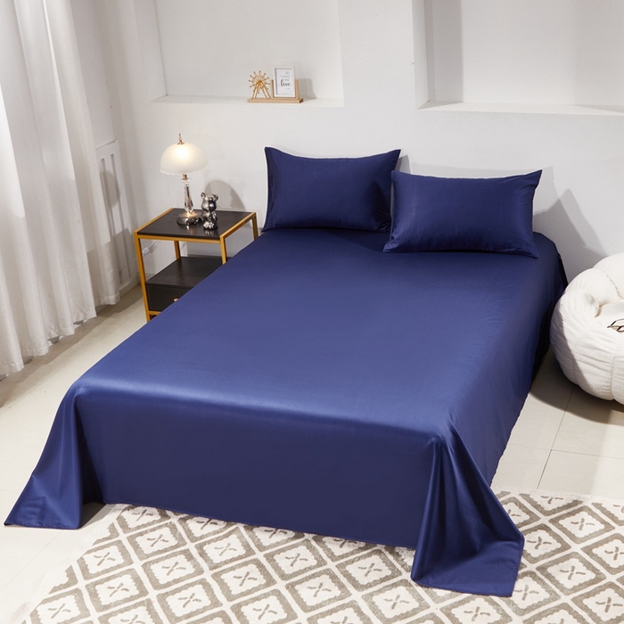 91家纺网 家纺一手货源 找家纺 晶缦家纺 2026新款全棉A类纯棉60支贡缎长绒棉纯色单床单单品床单床单单件 琳琅-丈青色