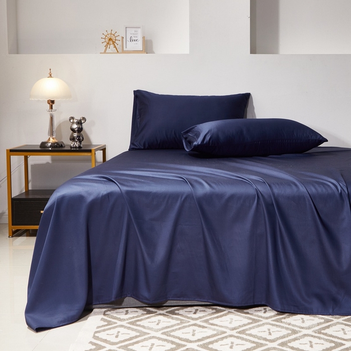 91家纺网 家纺一手货源 找家纺 晶缦家纺 2026新款全棉A类纯棉60支贡缎长绒棉纯色单床单单品床单床单单件 琳琅-丈青色