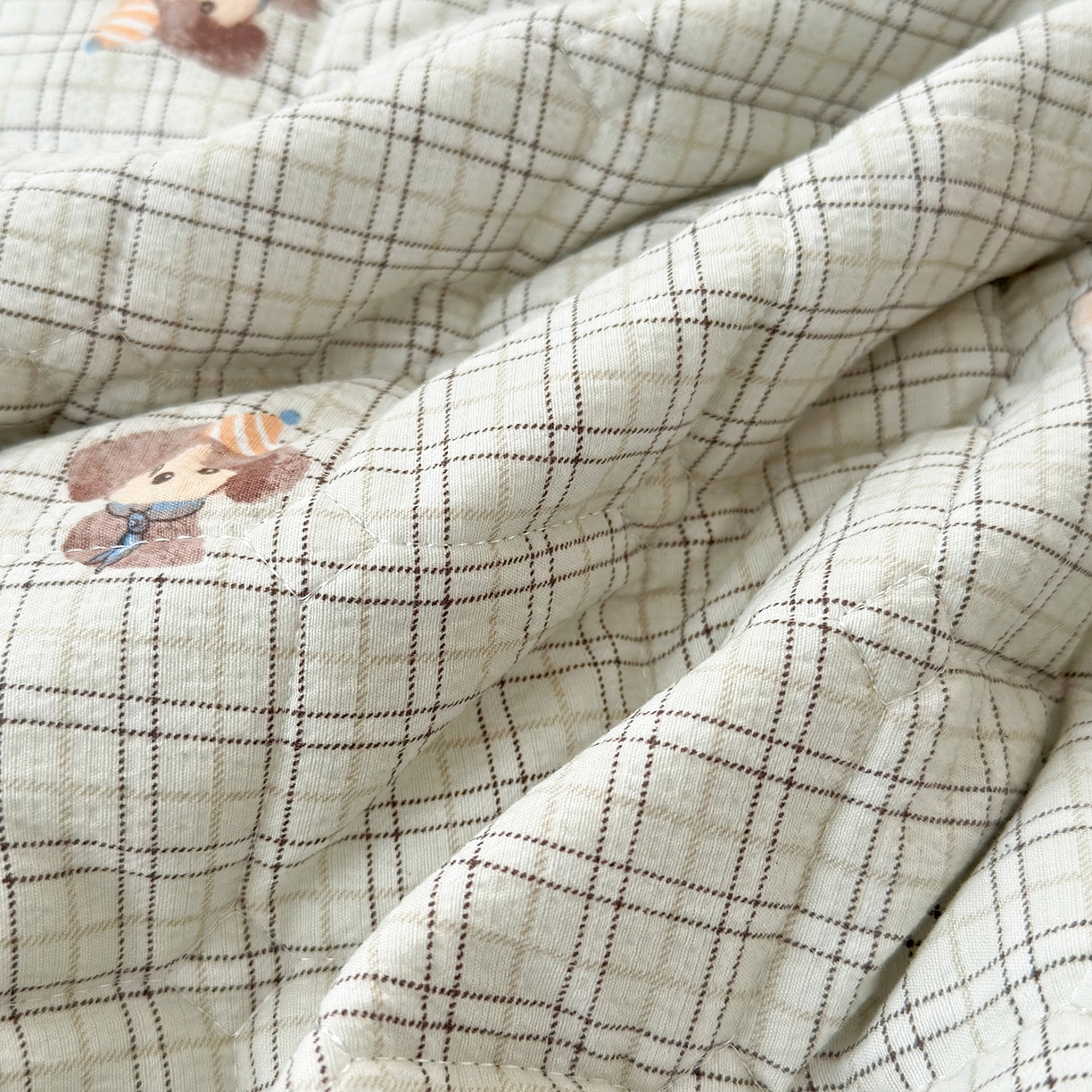 91家纺网 家纺一手货源 找家纺 丽美人家纺 2026新款双层皱皱纱大豆夹棉床笠单床笠床笠单件 JM格仔萌宠