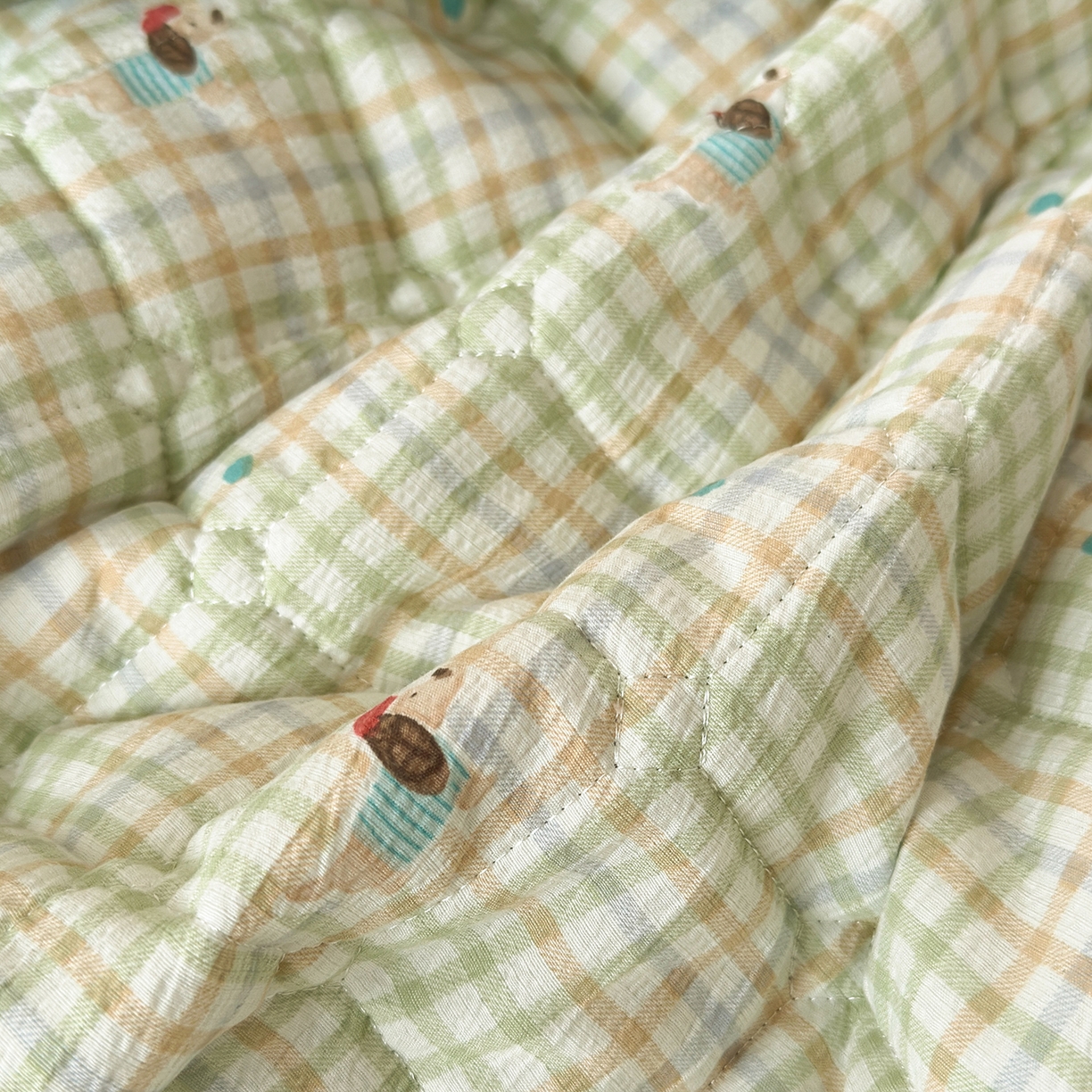 91家纺网 家纺一手货源 找家纺 丽美人家纺 2026新款双层皱皱纱大豆夹棉床笠单床笠床笠单件 JM腊肠狗