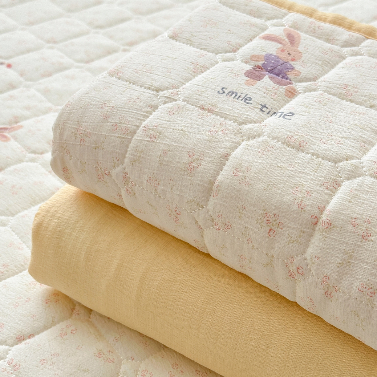 91家纺网 家纺一手货源 找家纺 丽美人家纺 2026新款双层皱皱纱大豆夹棉床笠单床笠床笠单件 JM乐园