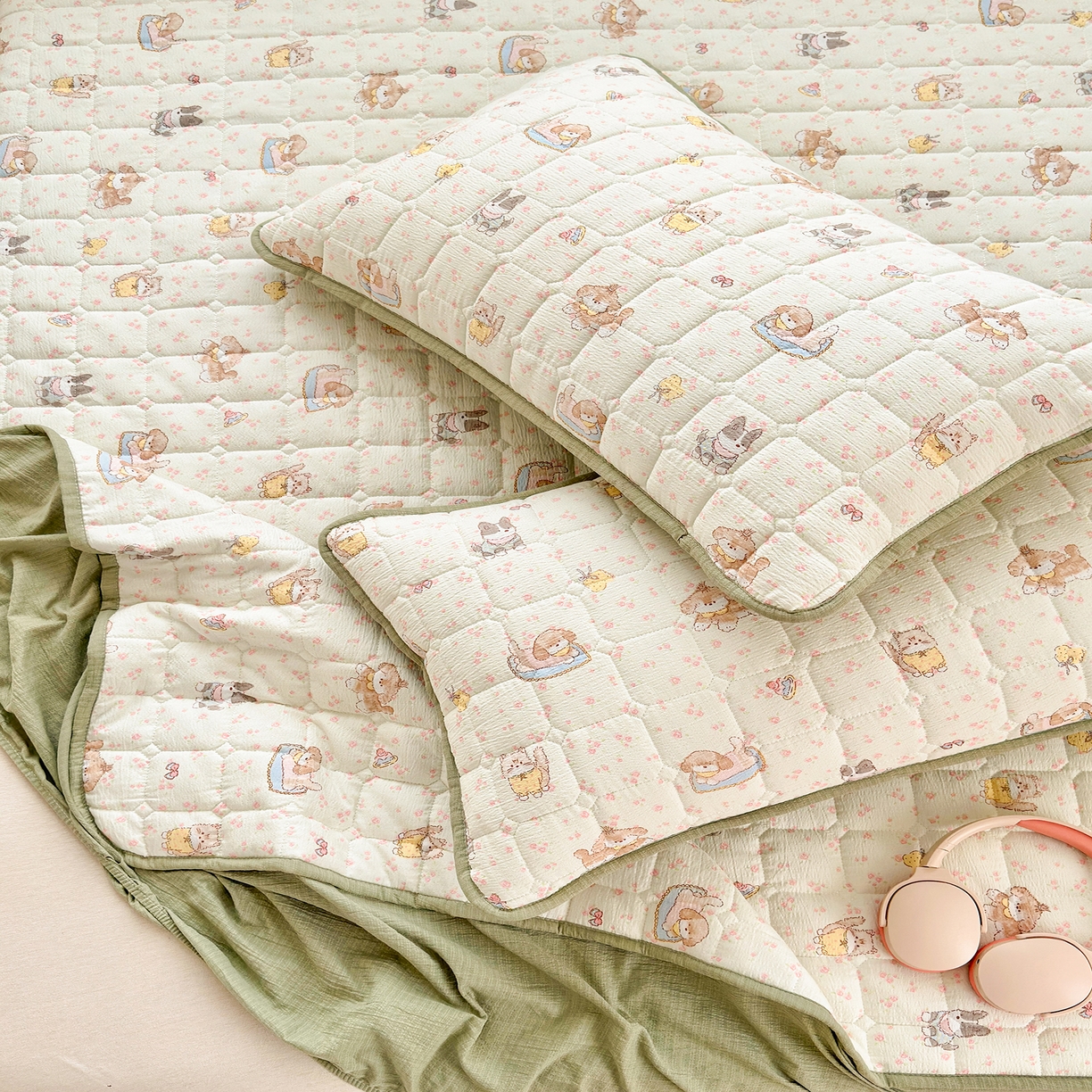 91家纺网 家纺一手货源 找家纺 丽美人家纺 2026新款双层皱皱纱大豆夹棉床笠单床笠床笠单件 JM贝拉