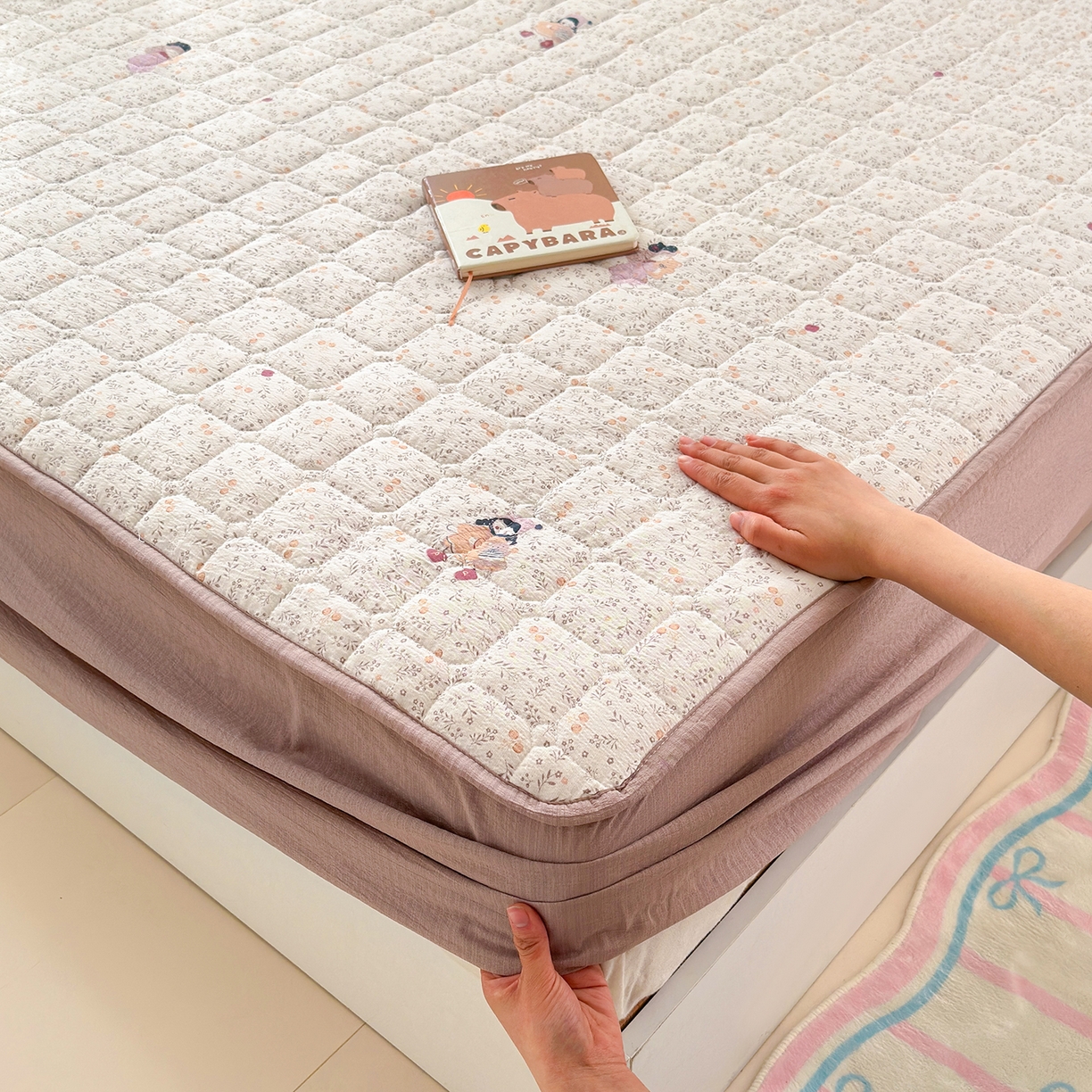 91家纺网 家纺一手货源 找家纺 丽美人家纺 2026新款双层皱皱纱大豆夹棉床笠单床笠床笠单件 JM时光