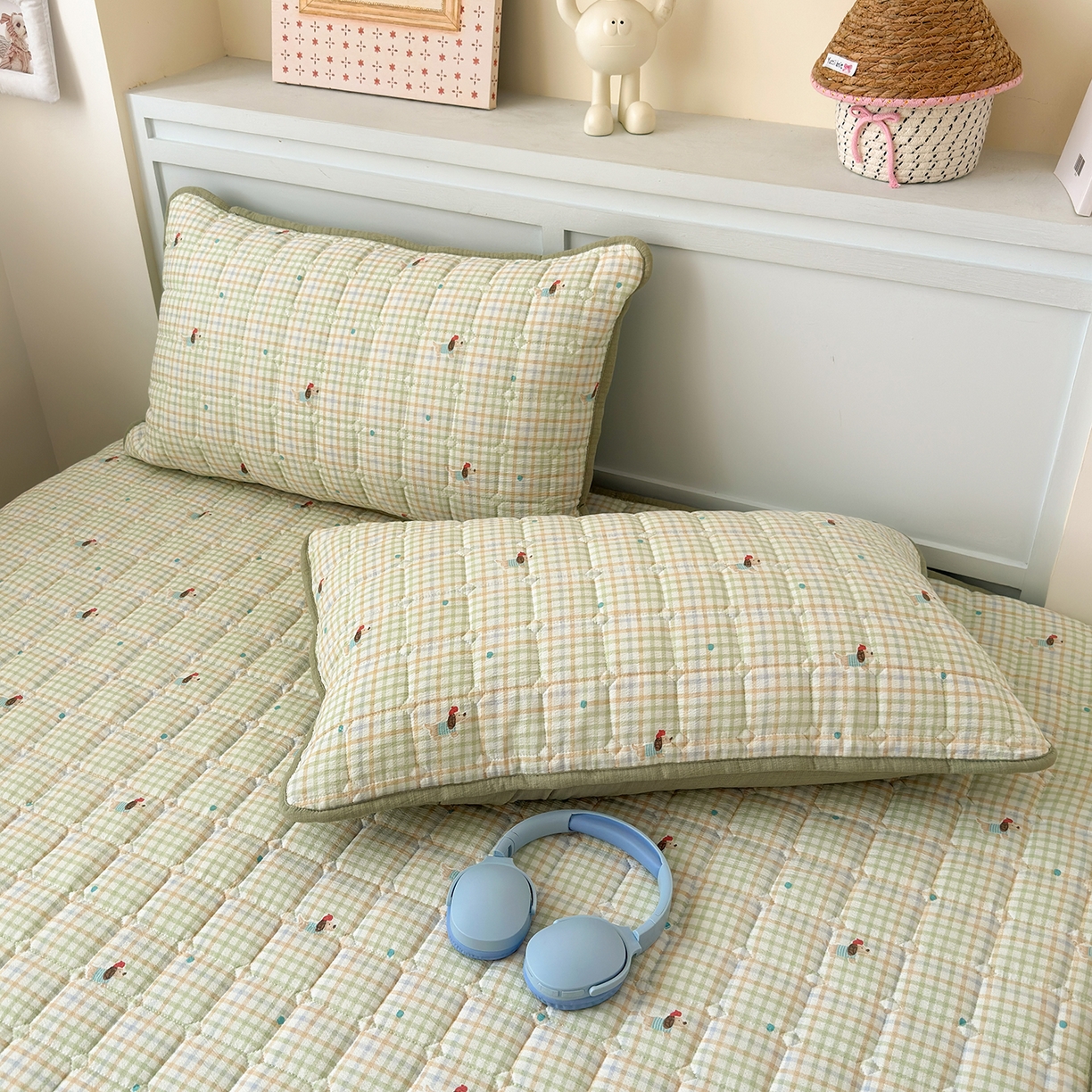 91家纺网 家纺一手货源 找家纺 丽美人家纺 2026新款双层皱皱纱大豆夹棉床笠单床笠床笠单件 JM腊肠狗