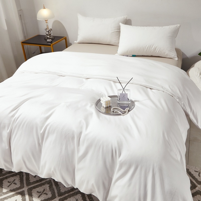 91家纺网 家纺一手货源 找家纺 晶缦家纺 2026新款全棉A类纯棉60支贡缎长绒棉纯色单被套单品被套被套单件 琳琅-本白色