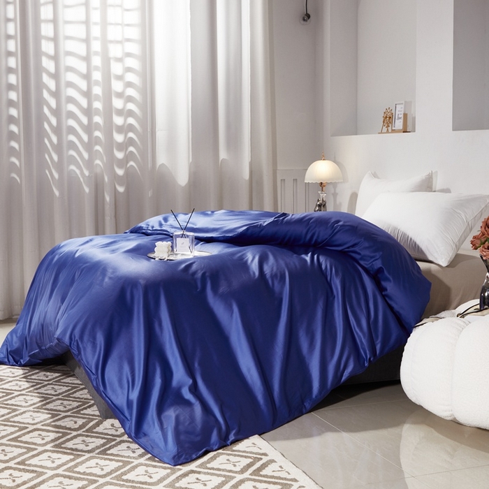 91家纺网 家纺一手货源 找家纺 晶缦家纺 2026新款全棉A类纯棉60支贡缎长绒棉纯色单被套单品被套被套单件 琳琅-克莱因蓝