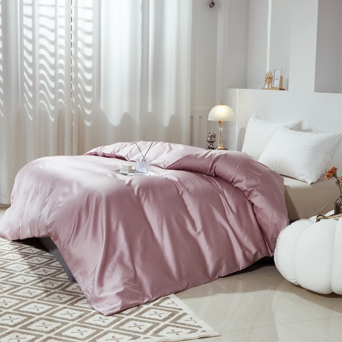 91家纺网 家纺一手货源 找家纺 晶缦家纺 2026新款全棉A类纯棉60支贡缎长绒棉纯色单被套单品被套被套单件 琳琅-粉豆沙