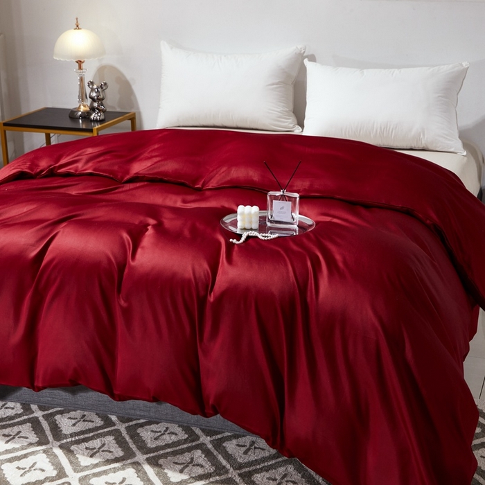 91家纺网 家纺一手货源 找家纺 晶缦家纺 2026新款全棉A类纯棉60支贡缎长绒棉纯色单被套单品被套被套单件 琳琅-酒红色