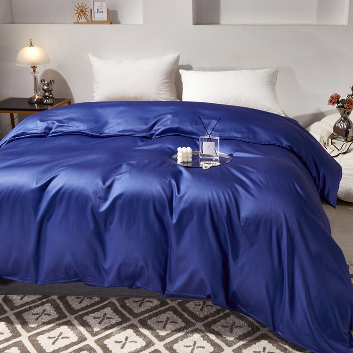 91家纺网 家纺一手货源 找家纺 晶缦家纺 2026新款全棉A类纯棉60支贡缎长绒棉纯色单被套单品被套被套单件 琳琅-克莱因蓝