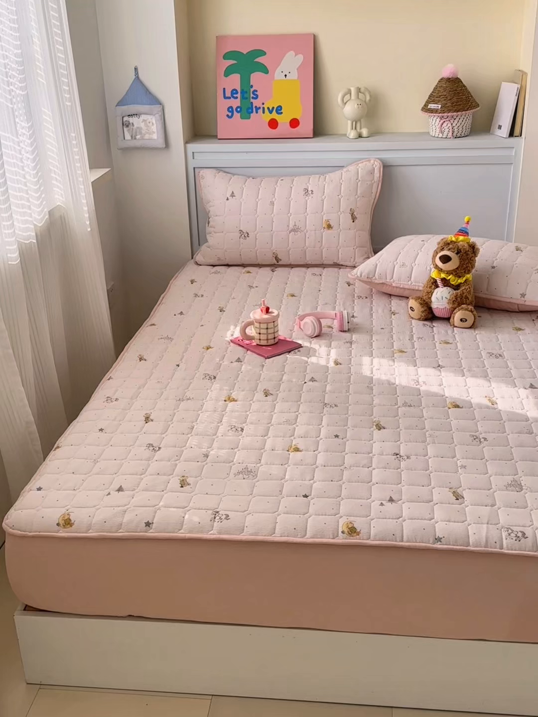 91家纺网 家纺一手货源 找家纺 丽美人家纺 2026新款双层皱皱纱大豆夹棉床笠单床笠床笠单件 JM月境骑踪