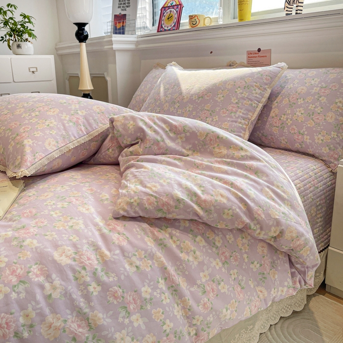 91家纺网 家纺一手货源 找家纺 简一 2026新款全棉床盖四件套美丽心情-紫