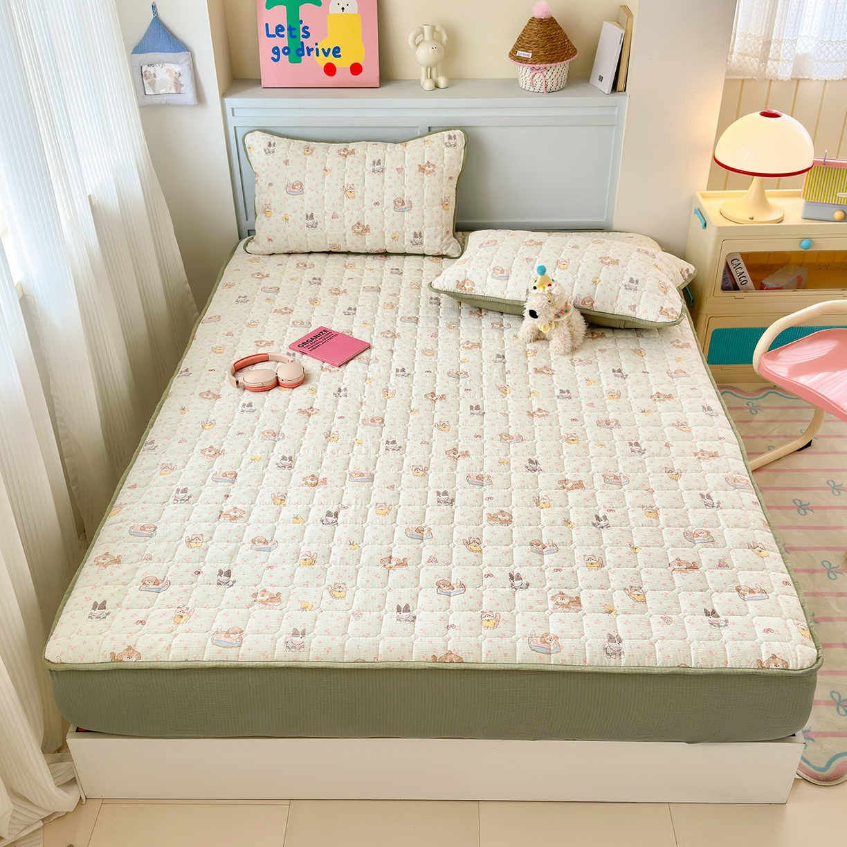 91家纺网 家纺一手货源 找家纺 丽美人家纺 2026新款双层皱皱纱大豆夹棉床笠单床笠床笠单件 JM贝拉