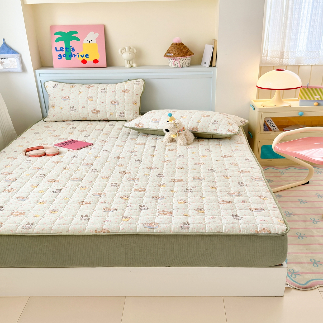 91家纺网 家纺一手货源 找家纺 丽美人家纺 2026新款双层皱皱纱大豆夹棉床笠单床笠床笠单件 JM贝拉