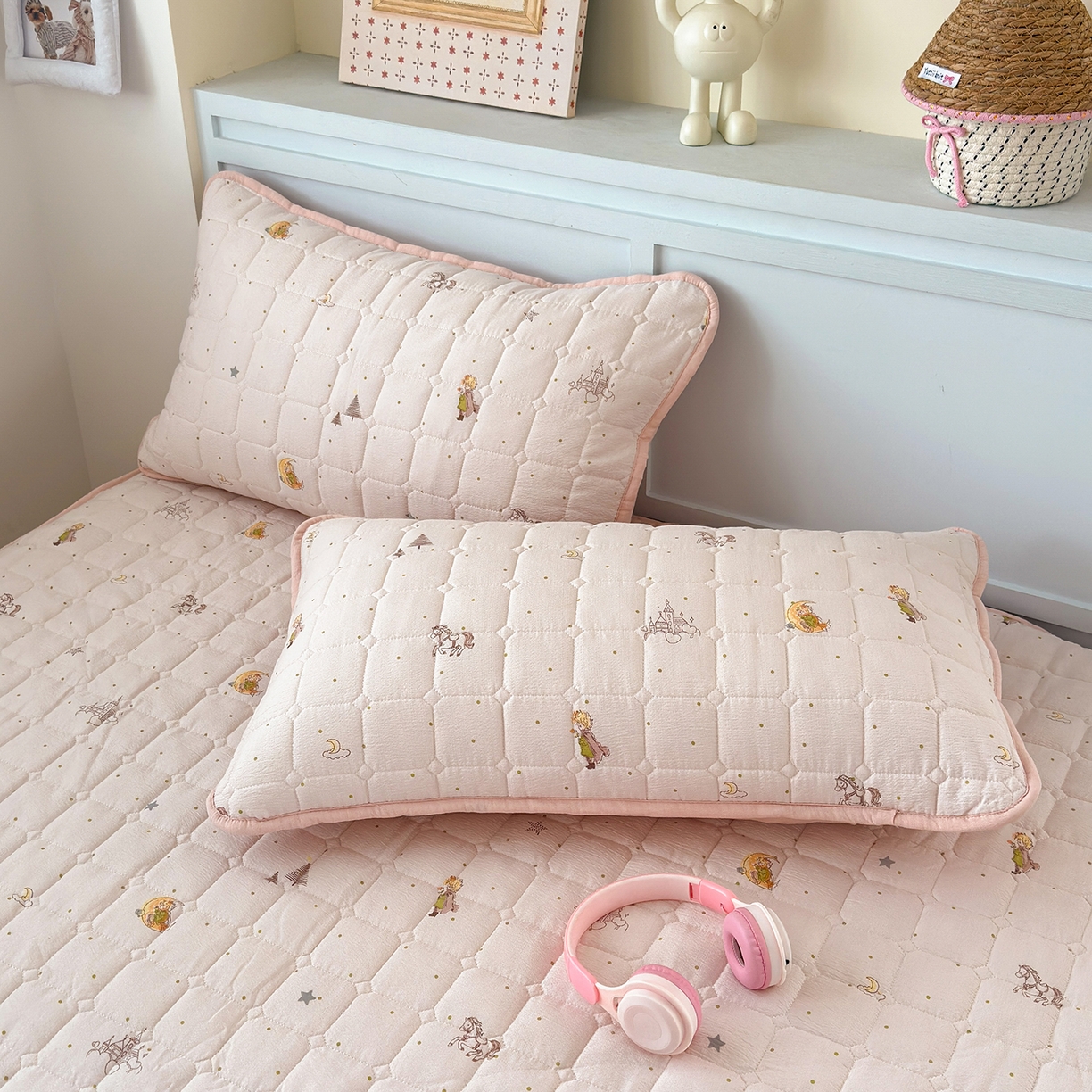 91家纺网 家纺一手货源 找家纺 丽美人家纺 2026新款双层皱皱纱大豆夹棉床笠单床笠床笠单件 JM月境骑踪