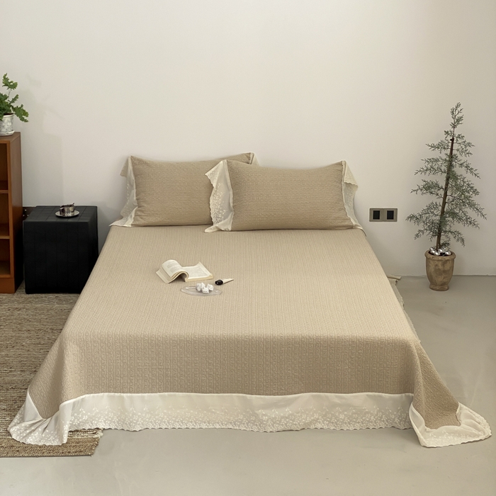 91家纺网 家纺一手货源 找家纺 （总）麻依 2026新款全棉纯棉纱布床盖三件套四季款