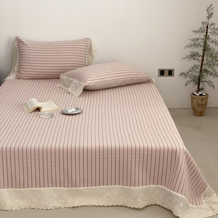 91家纺网 家纺一手货源 找家纺 （总）麻依 2026新款全棉纯棉纱布床盖三件套四季款