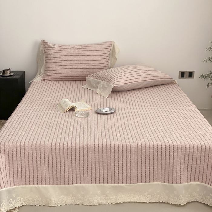 91家纺网 家纺一手货源 找家纺 （总）麻依 2026新款全棉纯棉纱布床盖三件套四季款