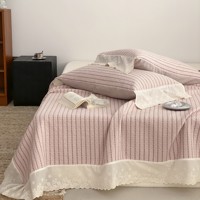 91家纺网 家纺一手货源 找家纺 （总）麻依 2026新款全棉纯棉纱布床盖三件套四季款