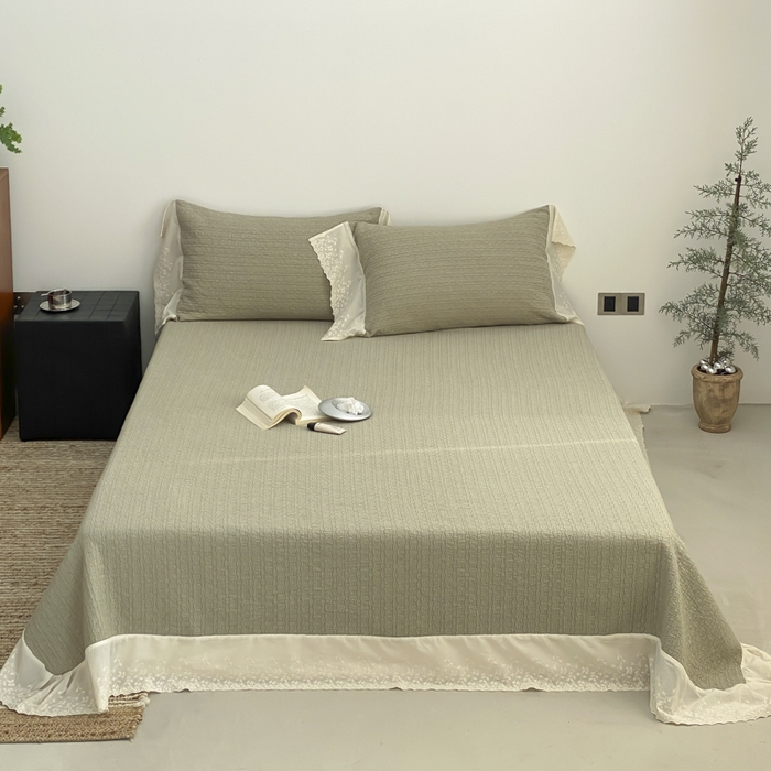 91家纺网 家纺一手货源 找家纺 （总）麻依 2026新款全棉纯棉纱布床盖三件套四季款