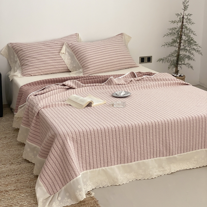 91家纺网 家纺一手货源 找家纺 （总）麻依 2026新款全棉纯棉纱布床盖三件套四季款